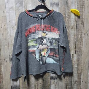 Empire Motorbiker Vintage Warning Pig On Road French Terry Sweatshirt